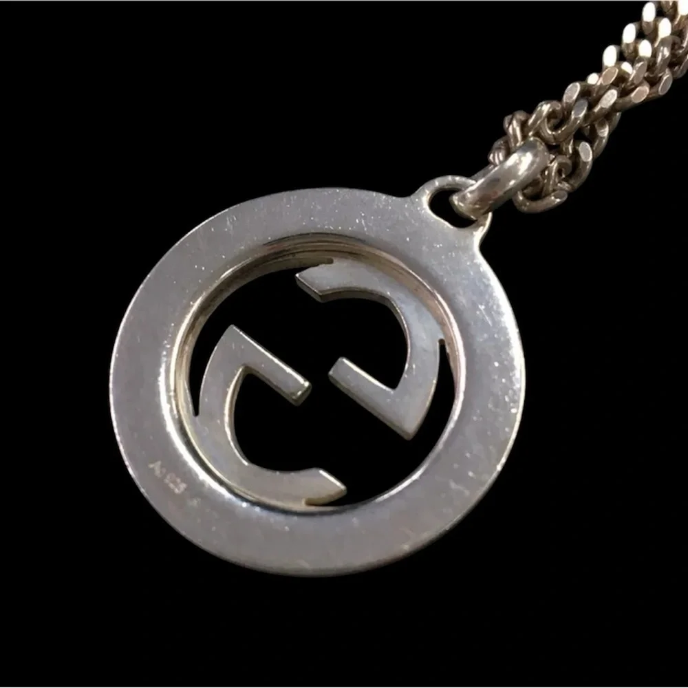 Authentic GUCCI Interlocking G Silver 925 Pendant Necklace